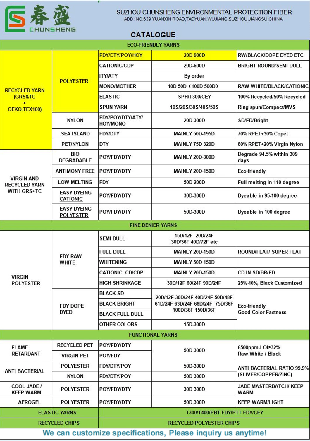 China Manufacturer of Grs Certificated Elastic Polyester Yarns in Recycled Sph